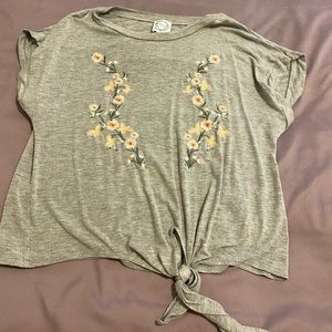 Blue Rain flower embroidered t-shirt